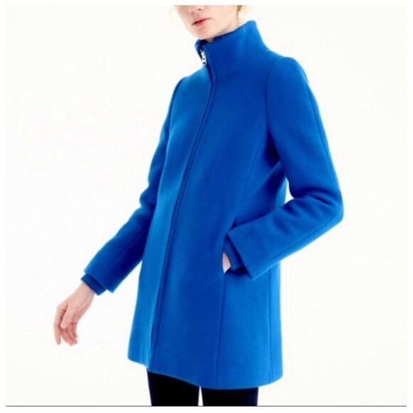 J Crew Stadium Lodge Italian Wool Pea Coat Cobalt Blue 2p H2770 Peacoat 2 petite - Picture 2 of 9